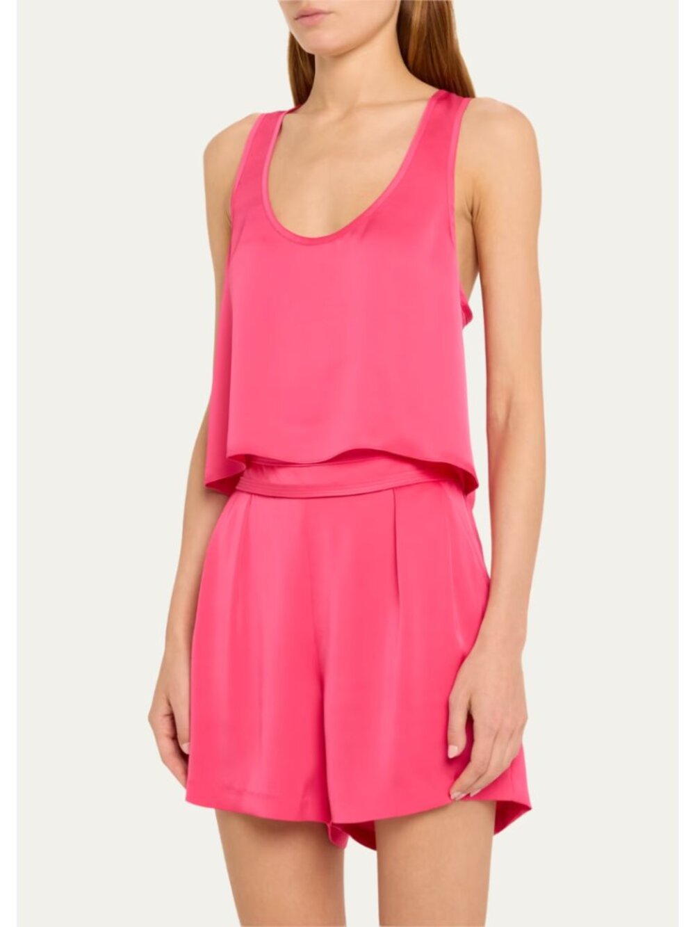 Ramy Brook Margaret Cropped Racerback Tank Top Pink Punch NWT Size XL Classic